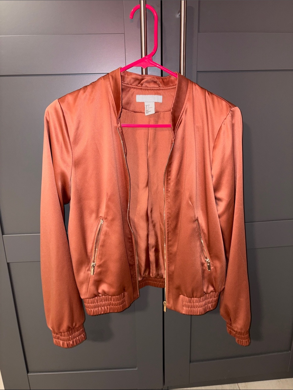 H&M Metallic Copper Bomber Jacket